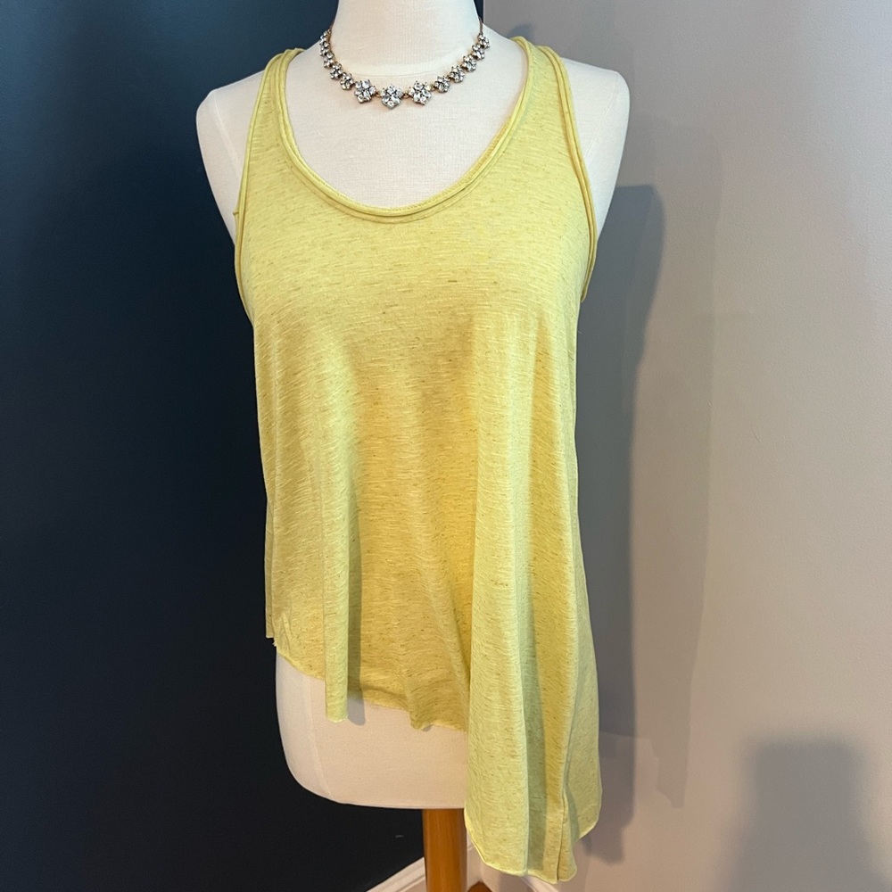 We The Free Neon Yellow Asymmetrical Racerback Tank Top Size XS